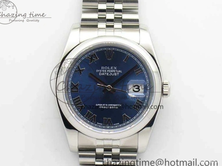 0201 DateJust 36mm SS 116200 ARF 1:1 Best Edition Blue Roman Dial On 904L SS Jubilee Bracelet SA GoodFit 3520